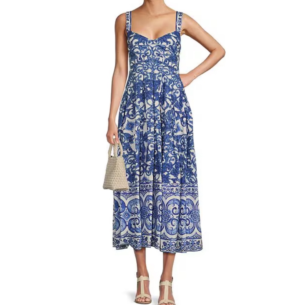 Antonio Melani Gabriela Printed Cotton Poplin Sweetheart dress